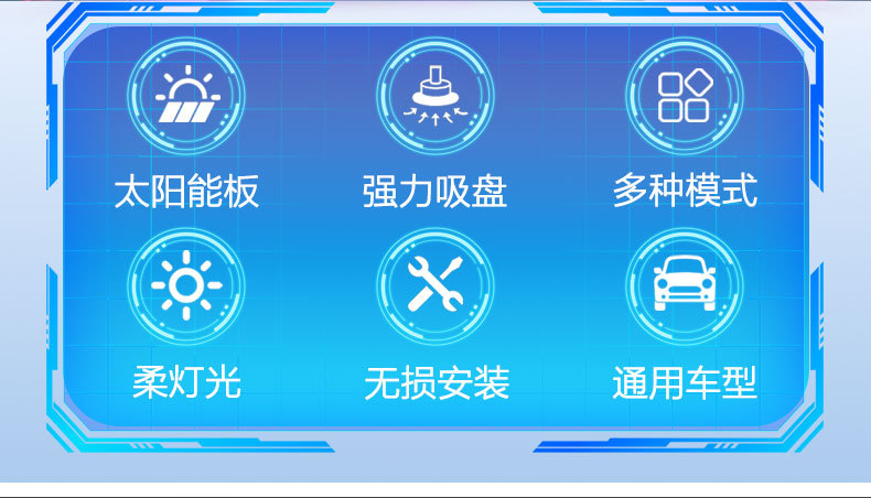 New solar-powered triangular car window devil's eye light LED ambient light for the front and rear windshields of trucks and cars