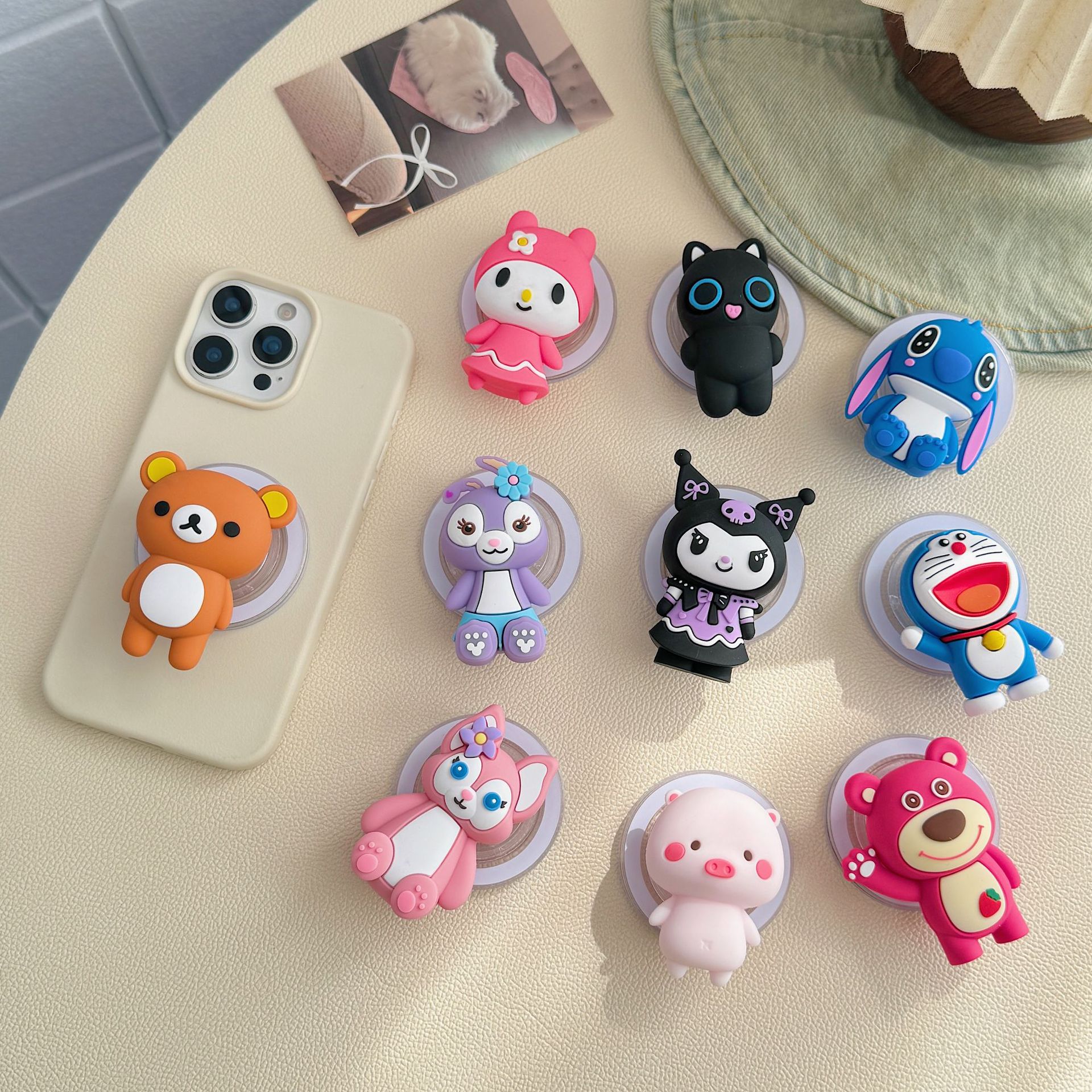 New Cute Cartoon Magnetic Holder Telescopic Mobile Phone Airbag Holder Ring Buckle Strong Magnetic Adsorption