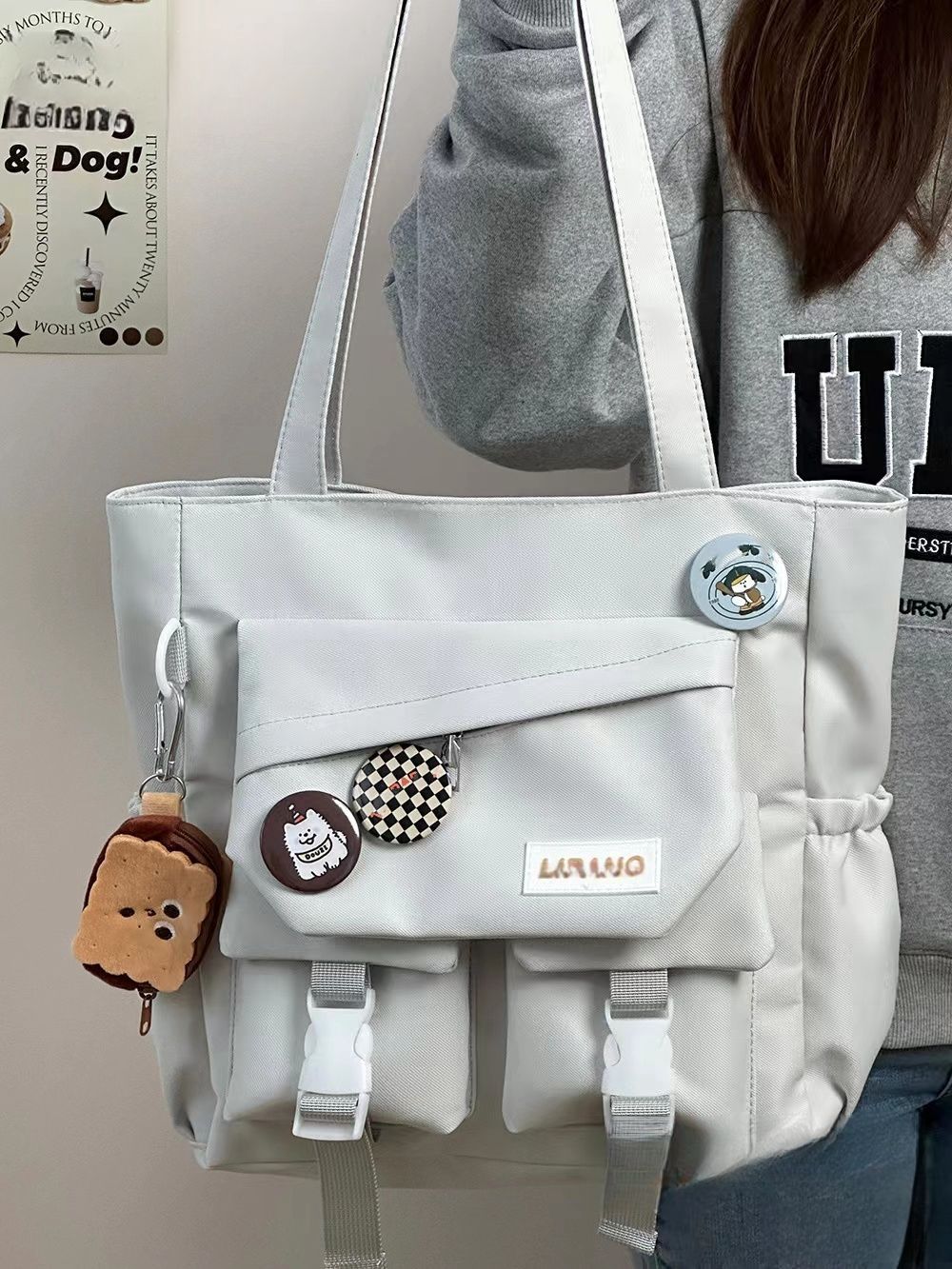 Japanese-style simple and versatile single-shoulder bag, soft girl handbag, student large-capacity tote bag for class commuting, girls undefined