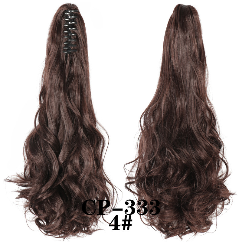 Europa y los Estados Unidos pelucas ondas largas pelucas de fibra química agarrar clip de cabello rizado garra de caballo 8 dientes fábrica de cola de caballo en stock