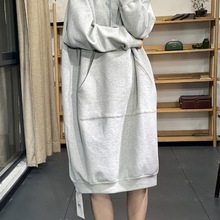 特大码300斤胖MM秋冬款宽松遮肉慵懒风中长款过膝卫衣裙连衣裙女