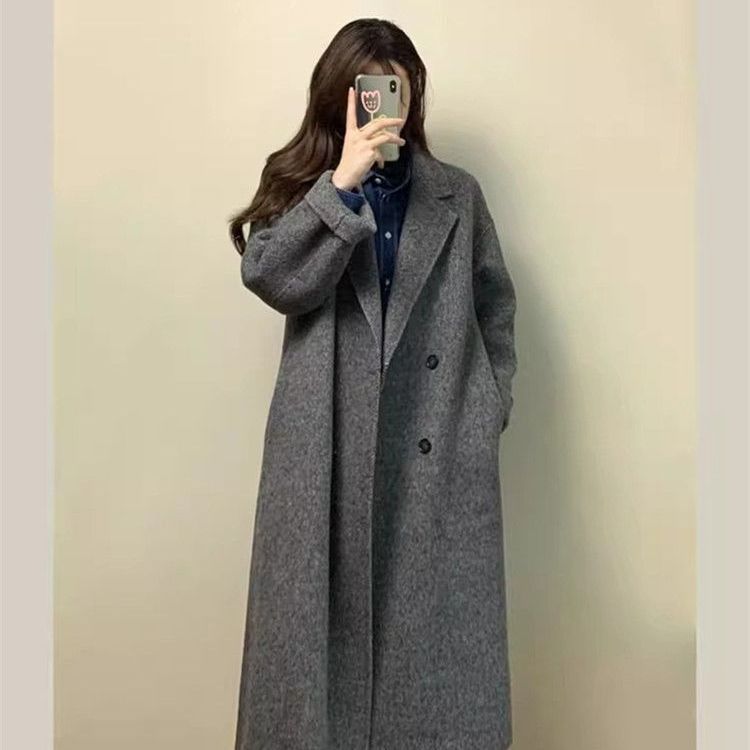毛呢外套大衣女宽松秋冬新款赫本风小个子韩系感温柔呢子秋冬季|undefined