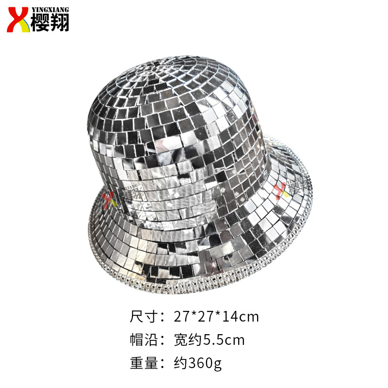 Sombrero de Espejo Disco, Sombrero de Pescador Láser, Estilo Nuevo Transfronterizo, Sombrero de Vaquero Reflectante para Fiesta de Baile, Moderno, Brillante y Genial