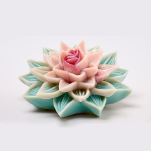 三信 莲花香薰蜡烛硅胶模具 DIY仿真花朵车载石膏扩香石磨具跨境