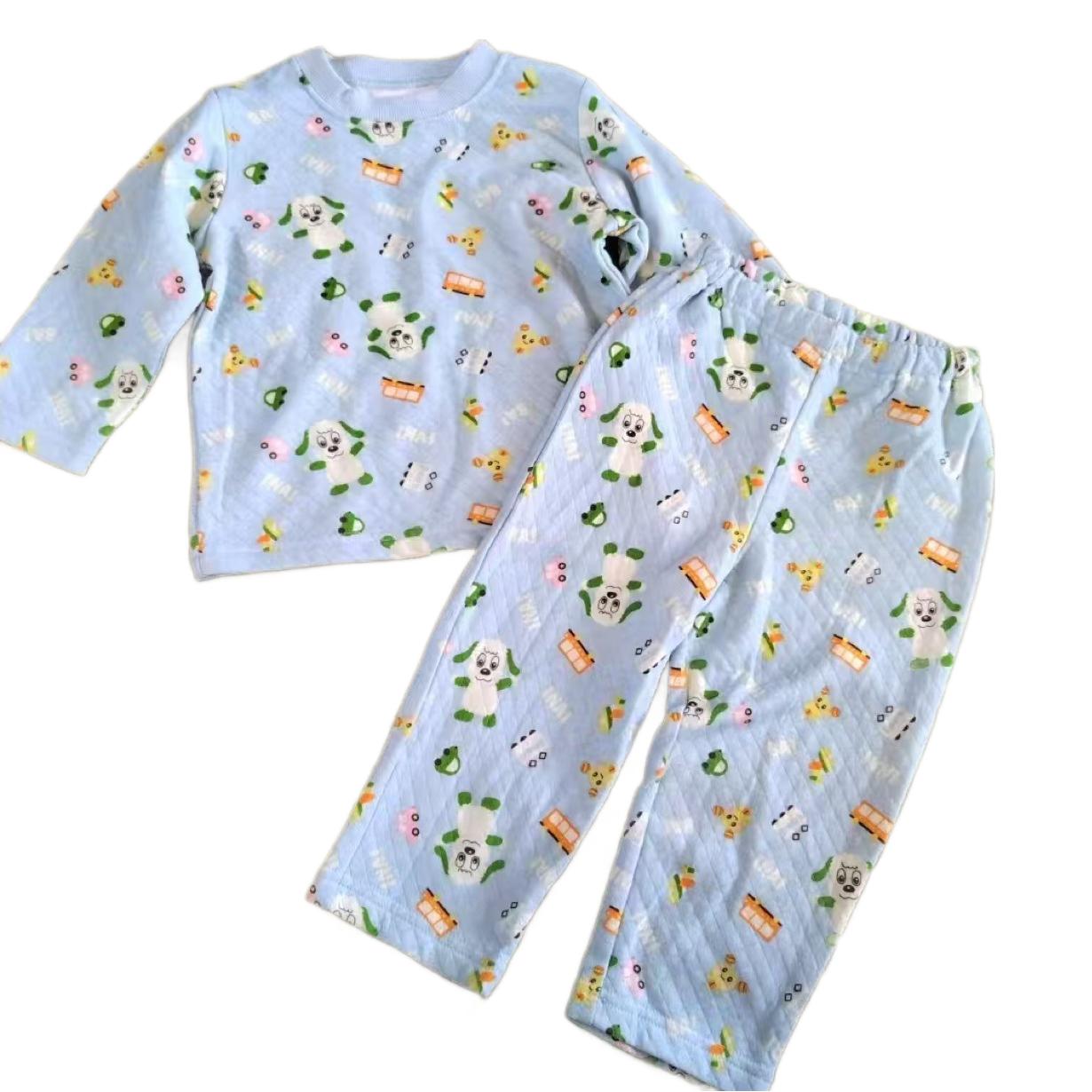 Set de exportación diaria para hombres y niñas, ropa doméstica para niños pequeños y grandes, 2 conjuntos de dibujos animados de invierno y otoño