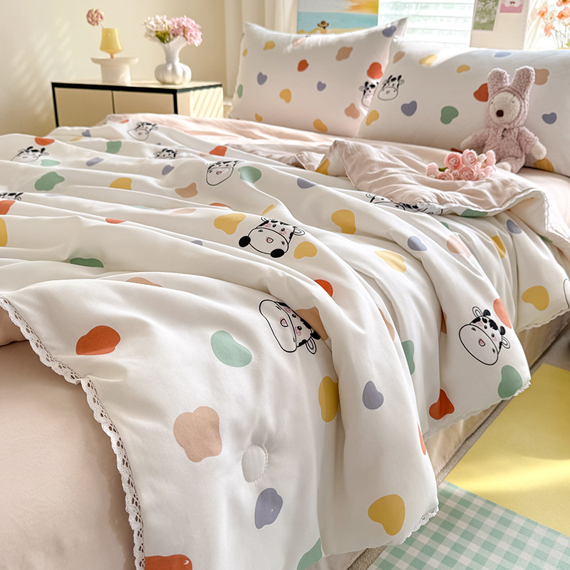 A級夏用ウォッシュドコットンサマーキルト、エアコン用掛け布団、寮用シングル、子供用薄型、洗濯機で洗えるキルト芯、抗菌