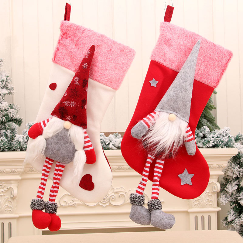 Transfronterizo nuevo con las piernas de felpa sin rostro Deep Forest viejas medias de Navidad colgante de Navidad decoraciones de Navidad