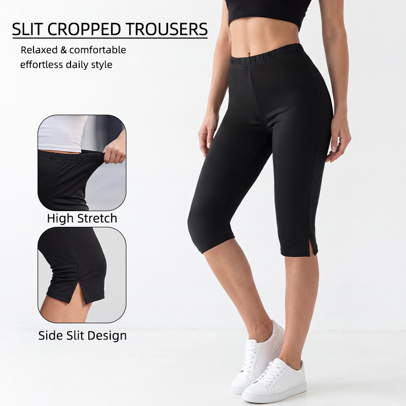 Cross-Border Exclusive Supply of Sports Capri Pants, Elastic Slim-Fit High-Waisted Slimming Leggings, Side-Slit Tight-Fitting Pants Cross-Border Exclusive Supply of Sports Capri Pants, Elastic Slim-Fit High-Waisted Slimming Leggings, Side-Slit Tight-Fitting Pants