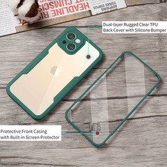 iPhone16E用携帯電話ケース360 ° オールインクルーシブ Apple 17promax 保護ケース 12 キーカラー透明落下防止
