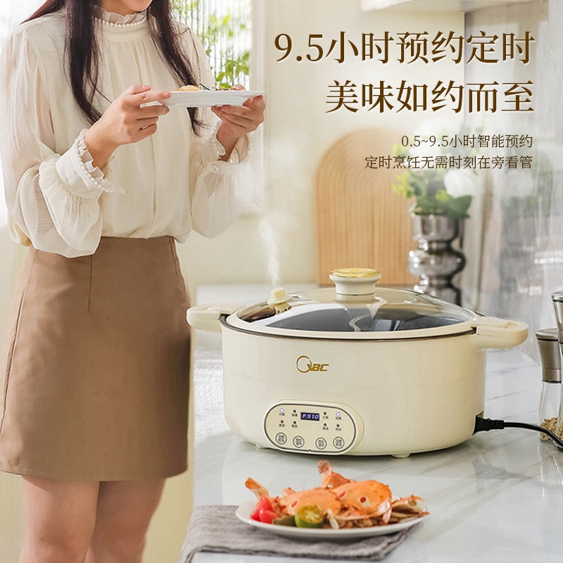 加工定制微压鸳鸯火锅不粘涂层家用宿舍电火锅多功能电热炒锅一体