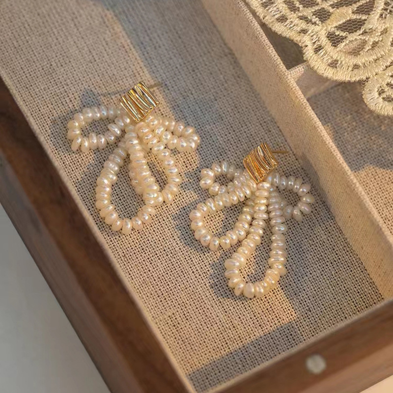 感天然淡水流苏珍珠耳环女S925法式复古巴洛克