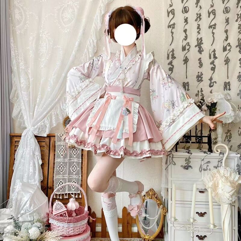 2025 Autumn Lolita Hanfu Set - Gradient Color Lolita Short Skirt for Girls, New Chinese Style Design Clothing 2025 Autumn Lolita Hanfu Set - Gradient Color Lolita Short Skirt for Girls, New Chinese Style Design Clothing
