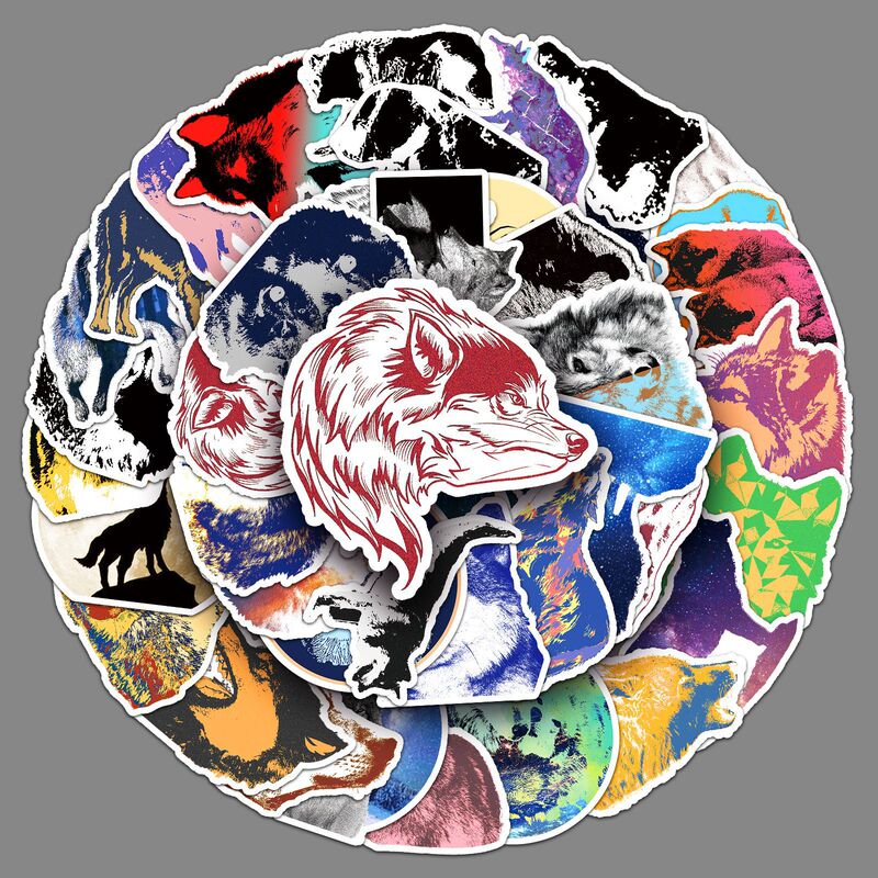 50 Wolf Graffiti Personality Original Cross-border Ferocious Animal Trend DIY Skateboard Water Cup Luggage Sticker Waterproof 50 Wolf Graffiti Personality Original Cross-border Ferocious Animal Trend DIY Skateboard Water Cup Luggage Sticker Waterproof