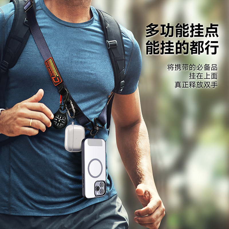 Nylon trenzado 2 - en - 1 multifuncional al aire libre correa de cuerda de teléfono móvil cuello de cuello inclinado a prueba de pérdida de cuerda al por mayor transfronteriza