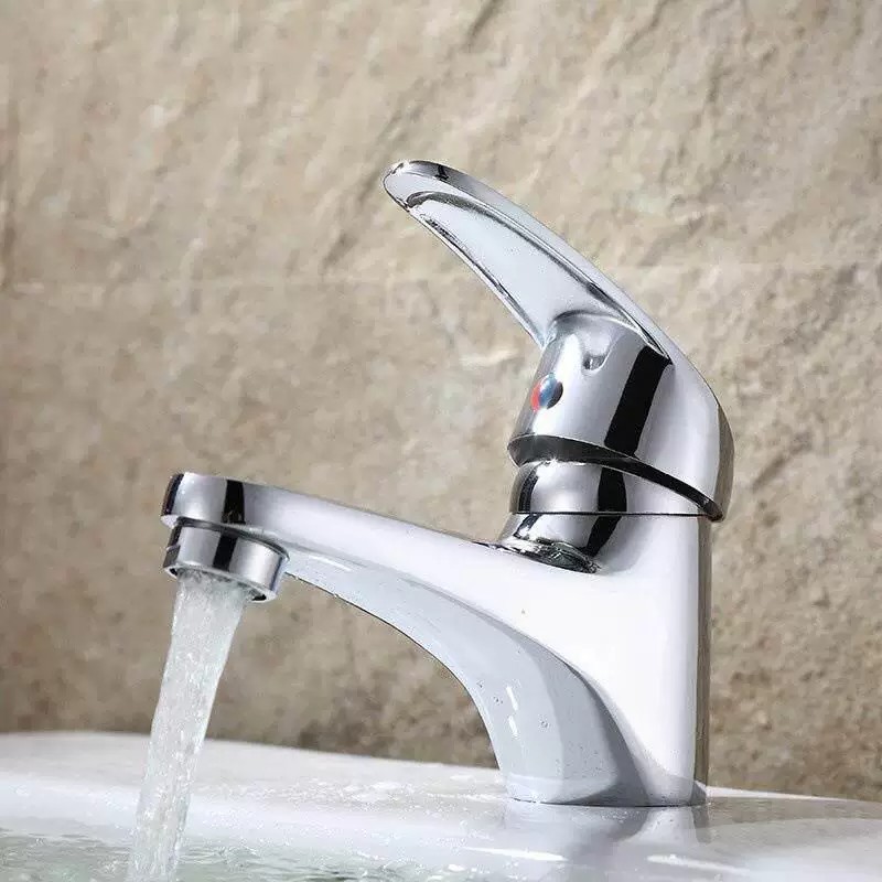 Grifo para Lavabo de Un Agujero de Aleación de Zinc, Monomando, Galvanizado, para Lavamanos