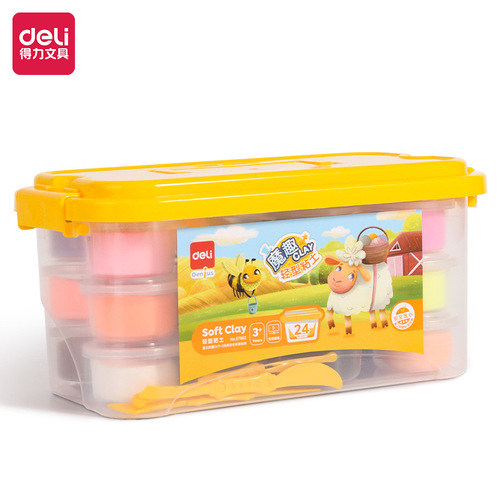 Deli Stationery Lightweight Clay Set Student Children's Kindergarten Handmade Toy Color Clay Toolbox Plasticine