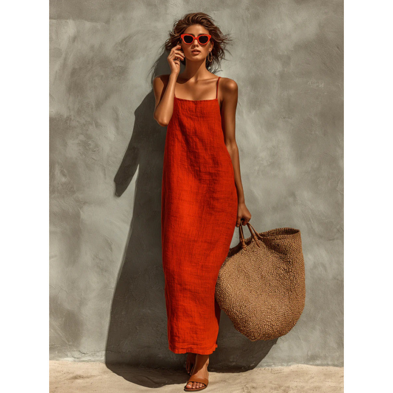 2026 Cross-Border Amazon Independent Site Adjustable Shoulder Strap Square Neckline Bohemian Resort Style Dress 2026 Cross-Border Amazon Independent Site Adjustable Shoulder Strap Square Neckline Bohemian Resort Style Dress