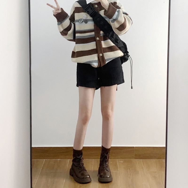 显脚小！真皮马丁靴女2025新款春秋单靴英伦厚底小个子显瘦短靴女|undefined