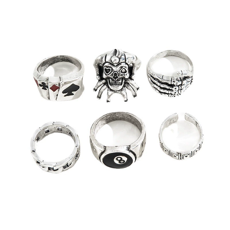 Ring Set for Playing Cards HJ0668-M, multi-style costume rings, compact 6×6×3 cm