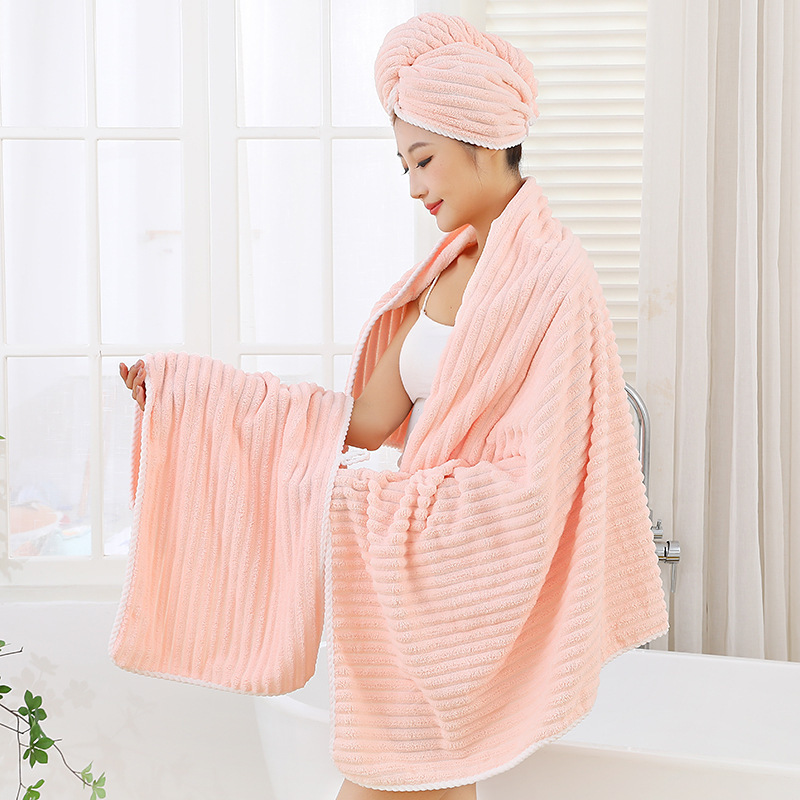 Velvet Bath Towel for Women, Coral Fleece, Thickened, Super Absorbent, Dry Hair Towel, Hair Drying Cap for Home Use, Highly Absorbent