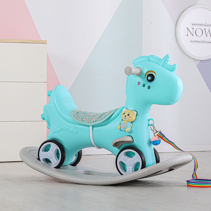 Niños mecedores caballo de Troya juguetes de cumpleaños bebé mecedores caballo de doble uso mecedores patinaje un cabello