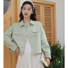 2024秋季新款韩版花朵刺绣牛仔外套上衣女小个子长袖翻领短款夹克