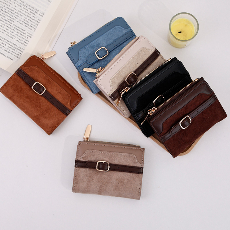 2026 New Style Suede Patchwork Short Women's Wallet Miu Series High-End Feel 80% off Large Capacity Wallet