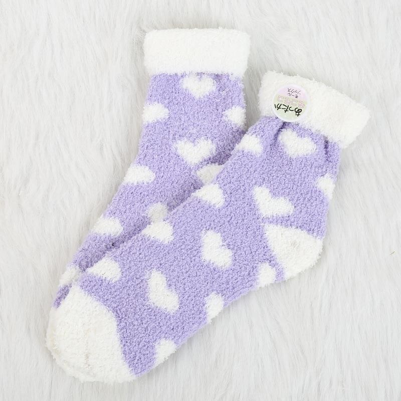 Invierno flanger calcetines de terciopelo de coral de color sólido caliente engrosada toalla Calcetines de piso de terciopelo medio al por mayor