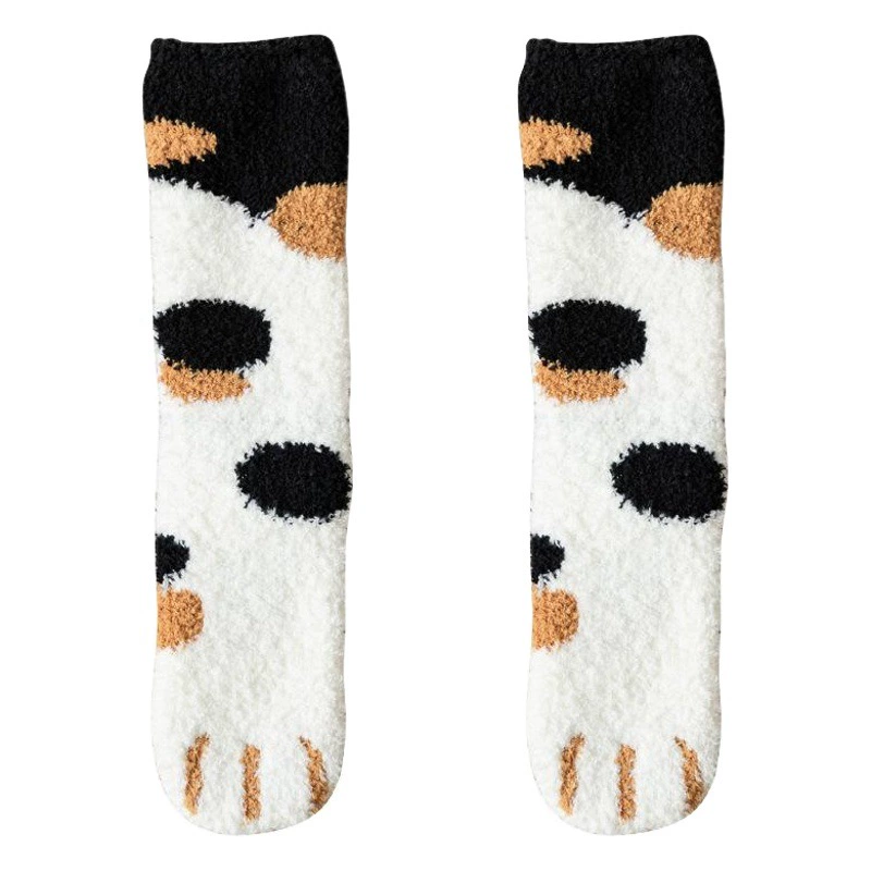 Носки Женские носки из кораллового флиса, носки средней длины, теплые волосы с кошачьим когтем, Осень-зима, утолщенные Носки для сна на флисовой подкладке, длинные носки в виде Луны