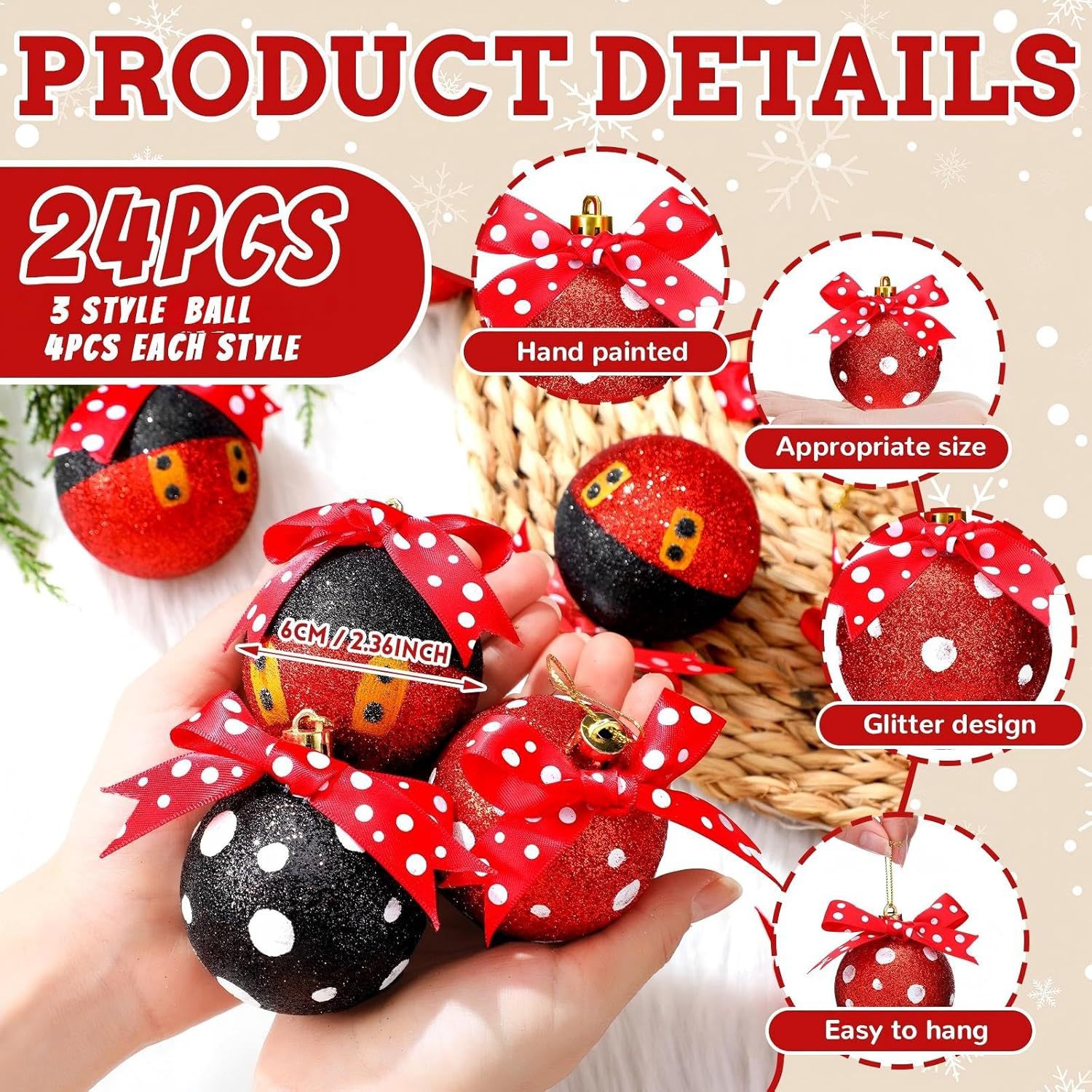 Nuevos productos transfronterizos puntos de onda de oro negro más arco set de Navidad escenario de Navidad árbol de Navidad colgar bolas image 2