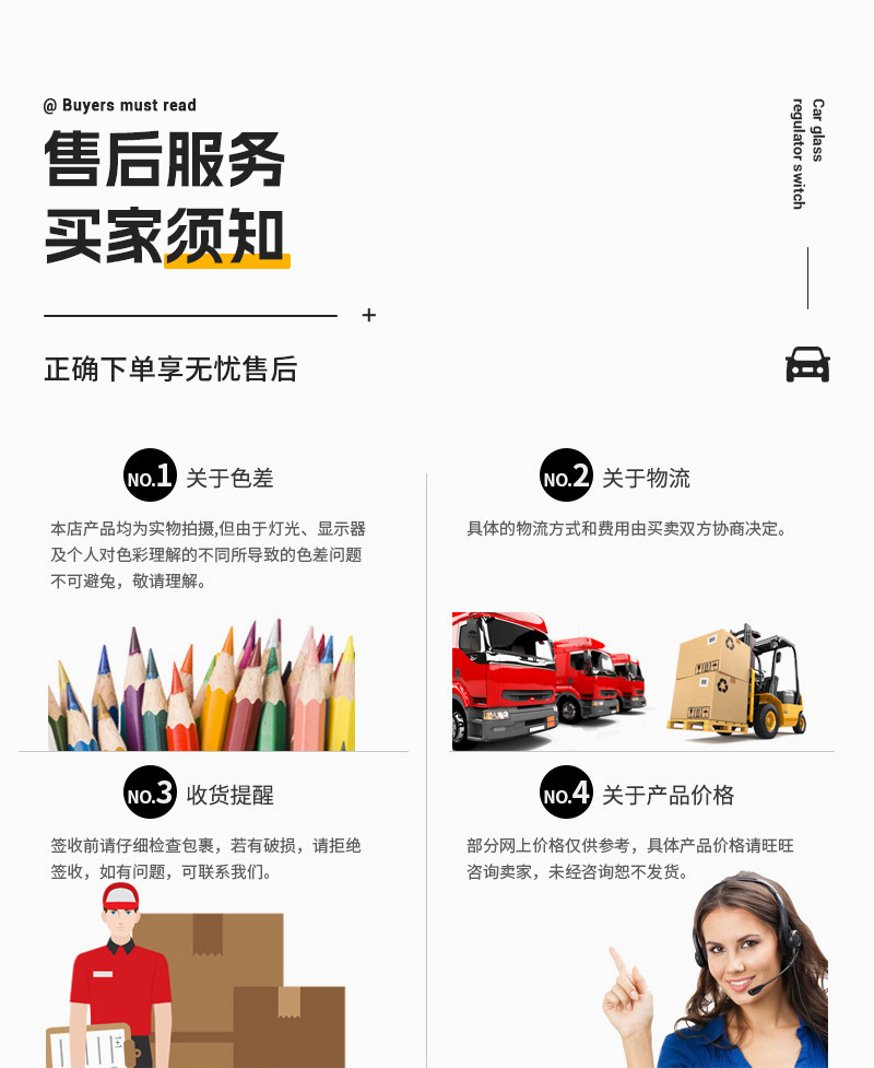 Window Lifter Switch for Chery QQ Ice Cream New Energy Electric Car