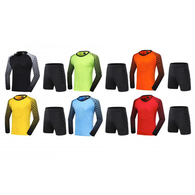 Football Goalkeeper Clothing Equipment for Kidsren and Adults Complete Set of Professional Anti-Collision Goalkeeper Uniform No. 1 Long-Sleeved Pants Suit Football Goalkeeper Clothing Equipment for Kidsren and Adults Complete Set of Professional Anti-Collision Goalkeeper Uniform No. 1 Long-Sleeved Pants Suit
