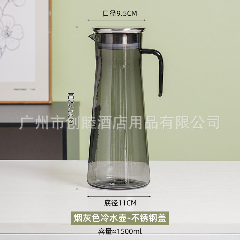 Кувшин акриловый Chuangmu серый со стальной крышкой 1.5L