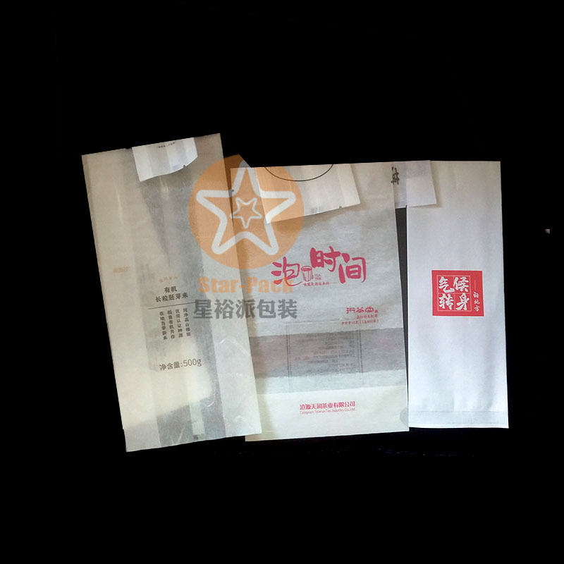 日本新材料可完全降解云龙棉纸复合袋 防潮自立自封茶叶包装袋