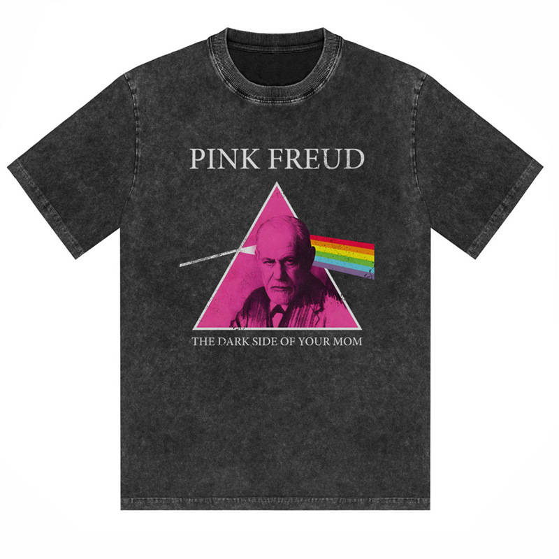 Band T-Shirt Batik Pink Rock Floyd Floyd Old Print Pink Short Sleeve Washed