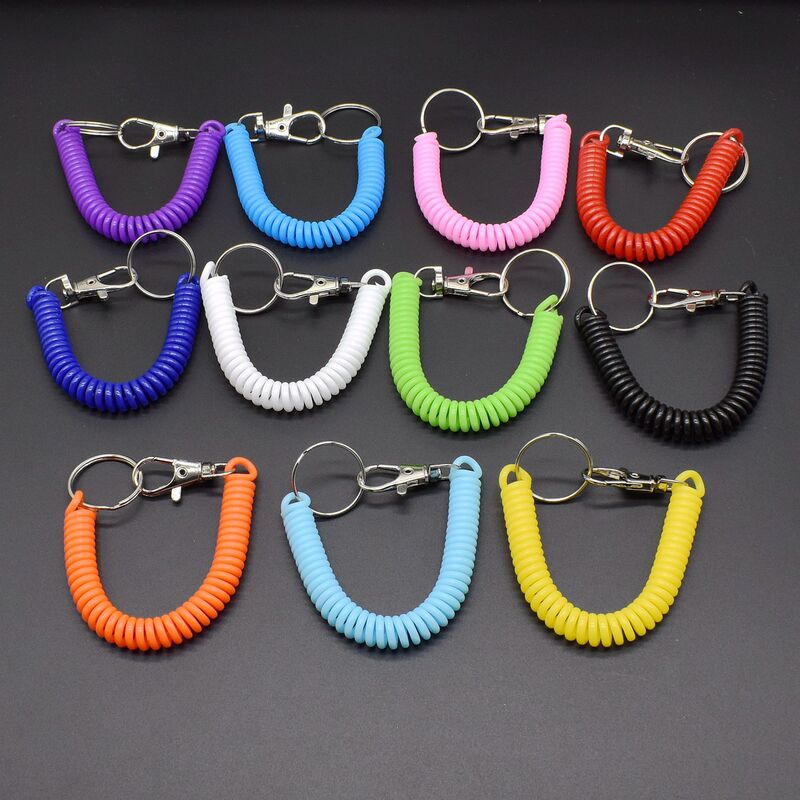 Eva Plastic Spring Rope Keychain Colorful Retractable Lanyard Anti-Lost Elastic Key Chain Card Holder Bag Hanging Chain Accessories Eva Plastic Spring Rope Keychain Colorful Retractable Lanyard Anti-Lost Elastic Key Chain Card Holder Bag Hanging Chain Accessories