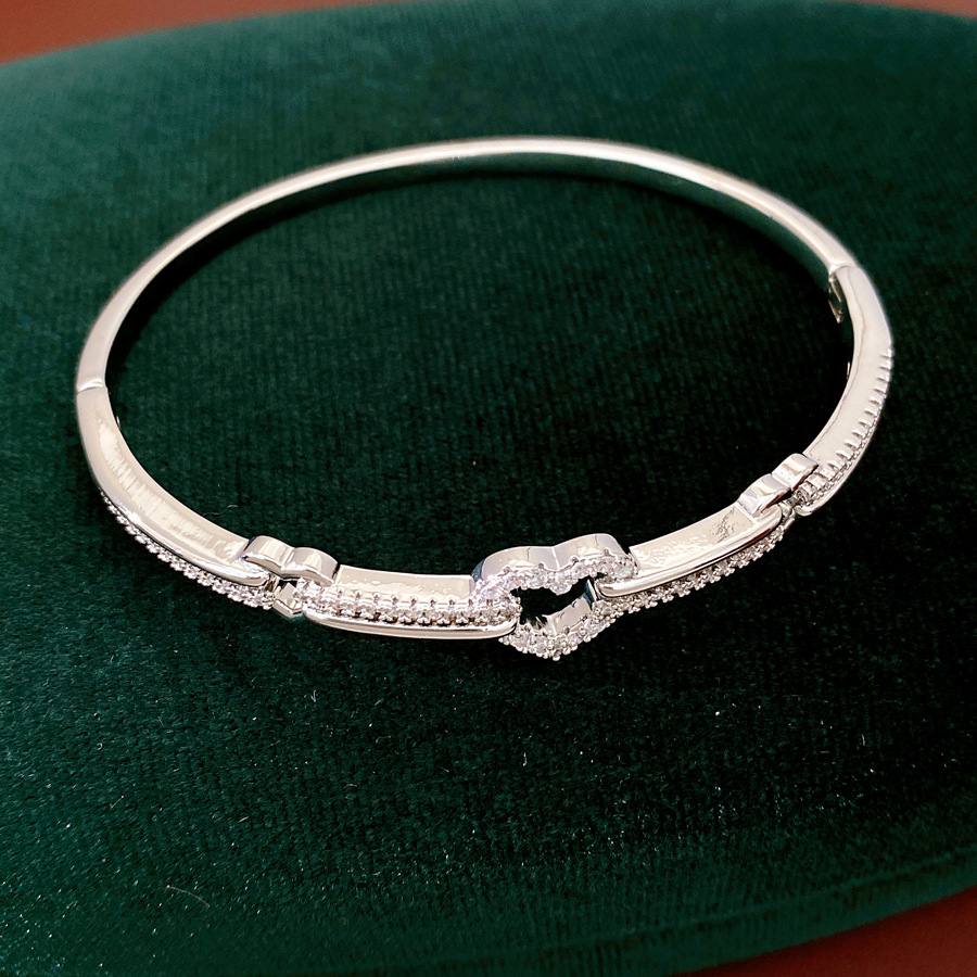 18k oro real electronite de diamante hueco amor pulsera de fijación pulsera de estilo frío personalidad joyas de nicho lujosas