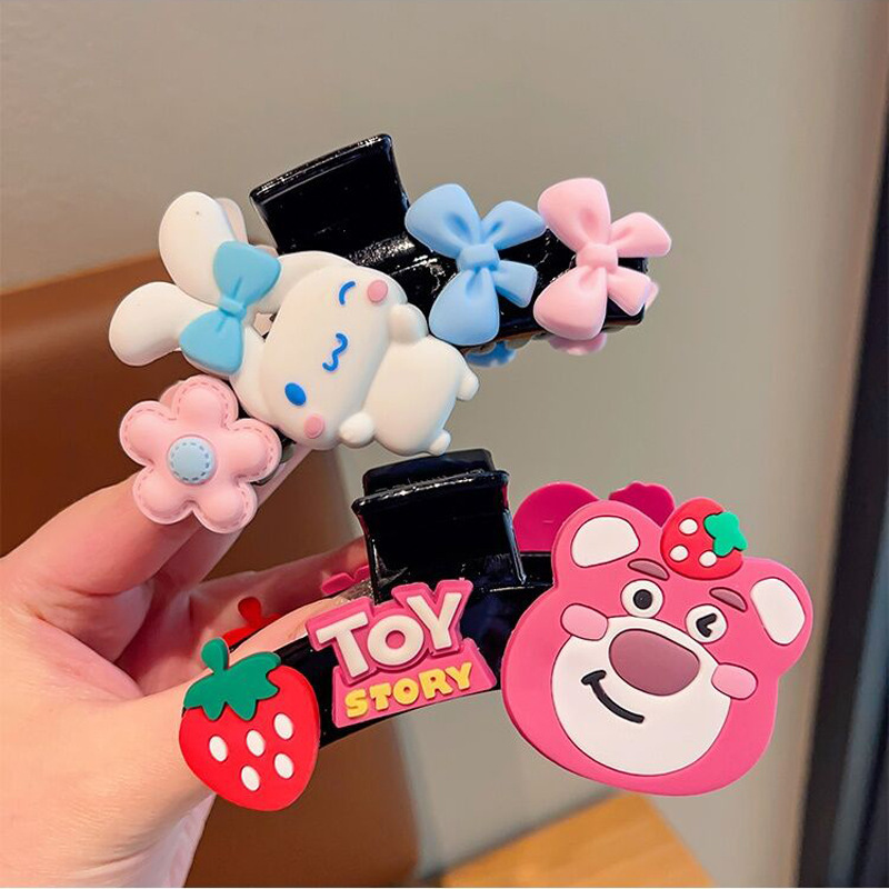 Temporada de dibujos animados de verano de niña updo horquilla lindo Oso de fresa clip para niños bebé hembra horquilla trasera cabeza clip de tiburón