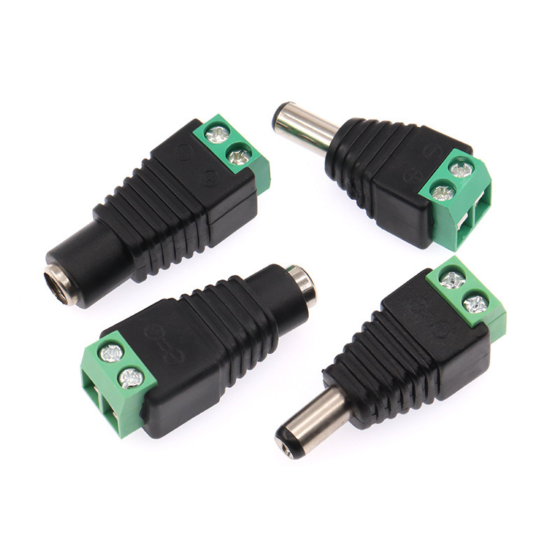 Green terminal monitoring 12V power supply male and female welding-free wiring connector DC5.5 * 2.1mm DC power plug