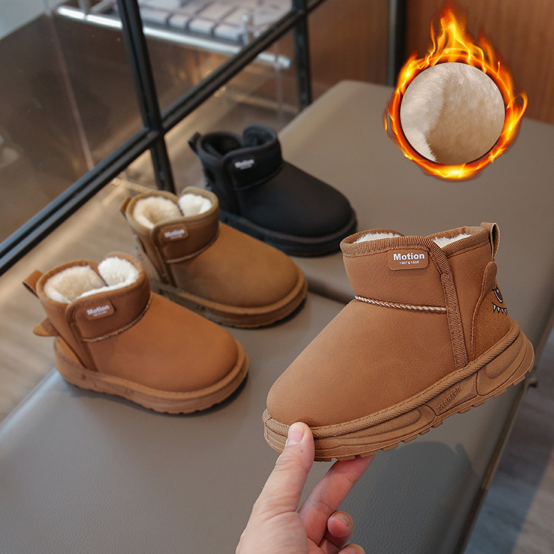 Children's Snow Boots 2025 Winter New Style One-Leg Boys' Velvet Thickeneded Cotton Boots Girls' Cartoon Fashion Short Boots