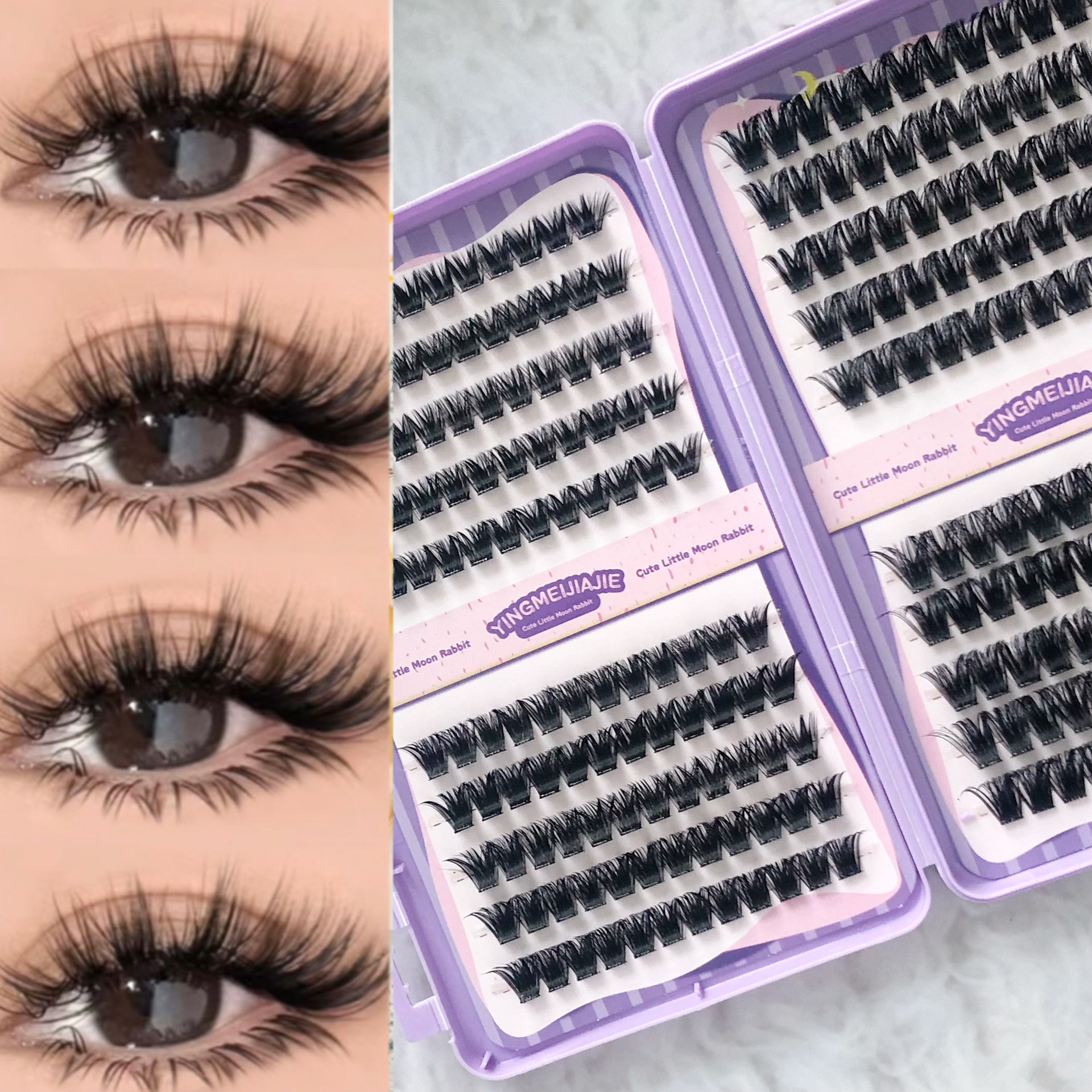 Las pestañas falsas transfronterizas de gran capacidad para el libro de pestañas adecuado para el juego de roles, pestañas naturales de un solo racimo, pestañas falsas sin pegamento para principiantes.