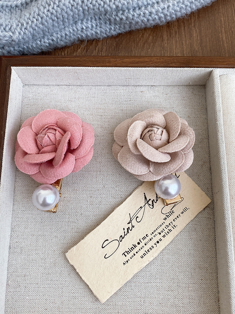 Sweet Little Fragrant Pearl Camellia Duckbill Clip 2023 New Model Nape Ball Hairpin, Forehead fringe hair clip hair accessory