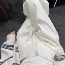 米白色花苞腰西装裤女2025秋冬季新款慵懒风宽松显瘦休闲运动长裤