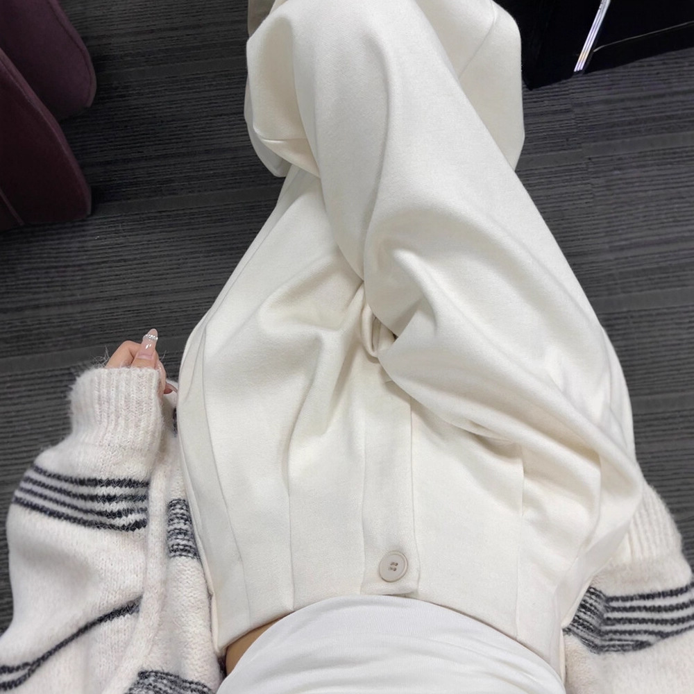 米白色花苞腰西装裤女2025秋冬季新款慵懒风宽松显瘦休闲运动长裤