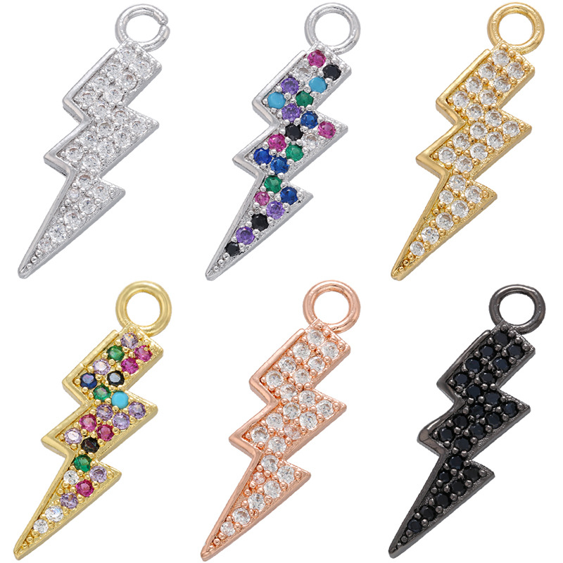 Wholesale Micro-inlaid Colored Diamond Lightning Pendant Nihaojewelry display picture 16