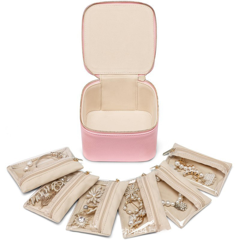 Joyero de celebridades de Internet de Amazon transfronterizo, bolsillo de viaje conveniente, caja de almacenamiento de joyas, pendientes, caja de joyería