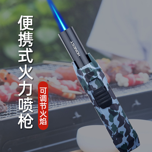 Baicheng large-capacity spray gun inflatable windproof straight-in lighter cigar kitchen welding gun outdoor camping barbecue smoking set