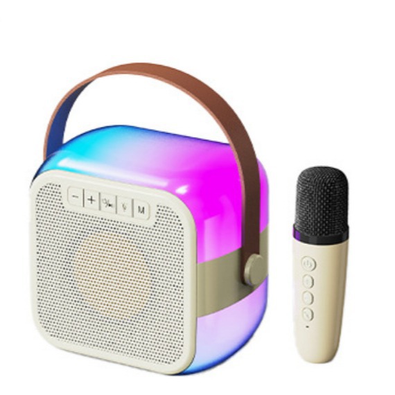 K19炫彩蓝牙K歌音箱家用互动便携带麦RGB氛围灯迷你无线蓝牙音