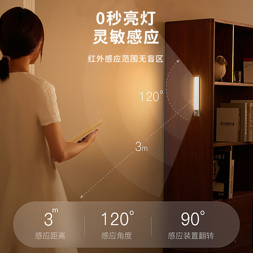 LED smart motion sensor light charging magnetic cabinet bedroom lighting desk lamp night light ambiance light strip