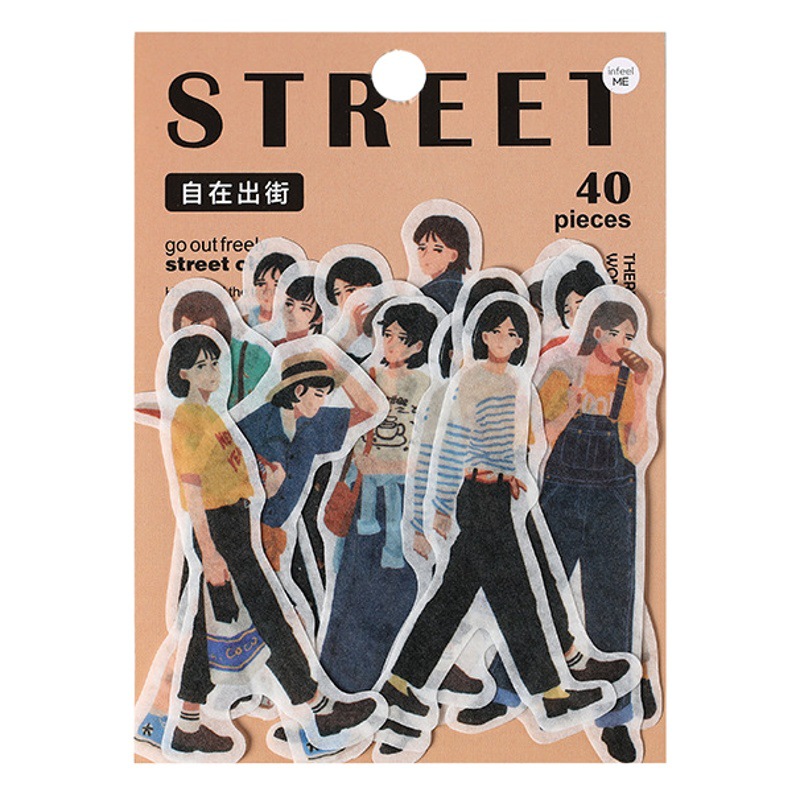 Infeel.Me y pegatinas de papel bolsa Street shooting Girl series artísticas mano de la muchacha cuenta DIY pegatinas decorativas 40 unidades 6 modelos